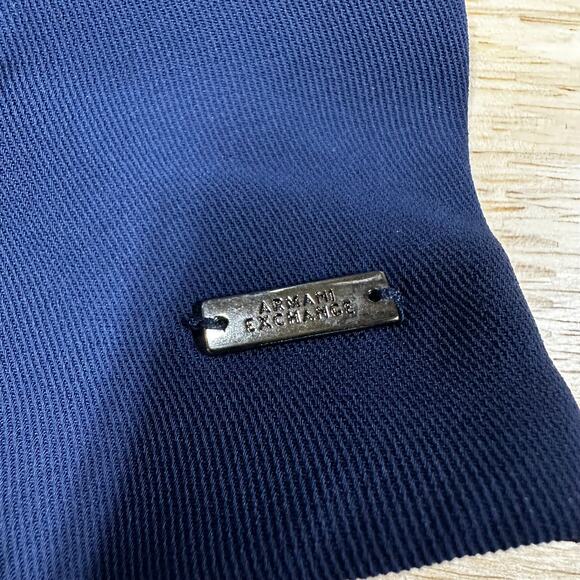 AX Armani Exchange Asymmetrical Rhinestone Top Navy Women's Size XS NWOT FLAW - Picture 5 of 11